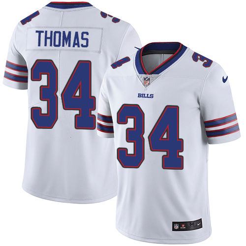 Nike Bills #34 Thurman Thomas White Men's Stitched NFL Vapor Untouchable Limited Jersey - Click Image to Close